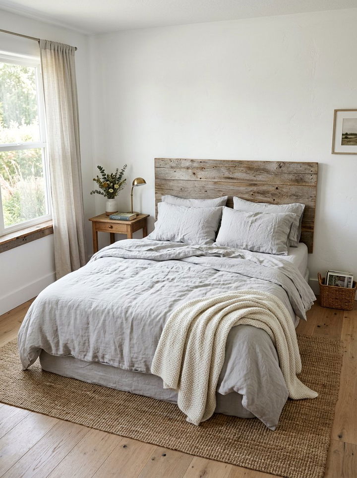 Light Gray Linen Bedding - 30 rustic gray bedroom ideas