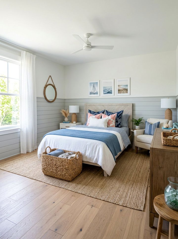 Light Gray Shiplap Wainscoting - 30 bedroom wainscoting ideas