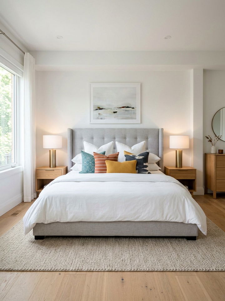 Light Gray Wingback Headboard - 30 bedroom wingback headboards