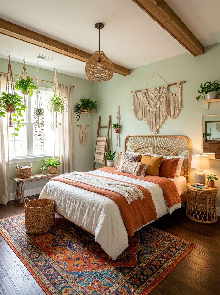 Light Green Bohemian Style - 30 light green bedroom ideas