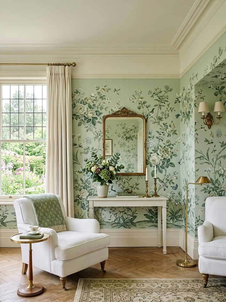 Light Green Floral Wallpaper - 30 light green bedroom ideas