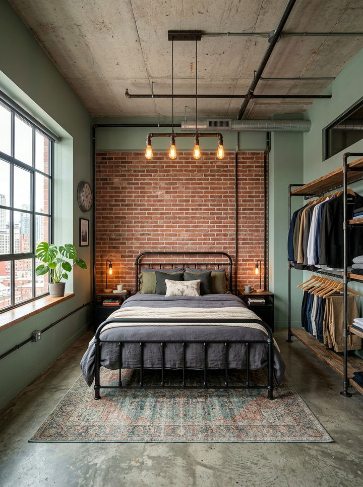 Light Green Industrial Vibe - 30 light green bedroom ideas