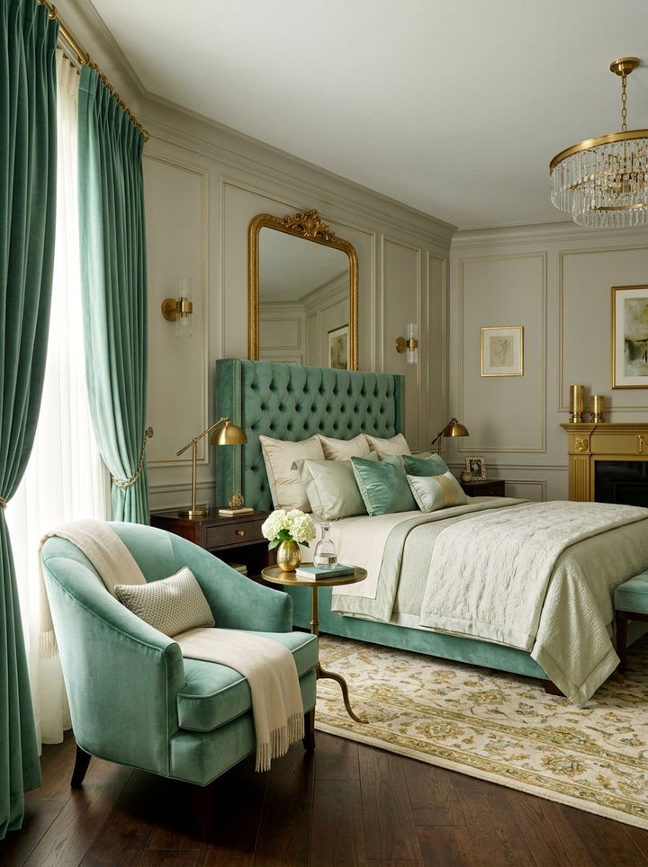 Light Green Velvet Textures - 30 light green bedroom ideas