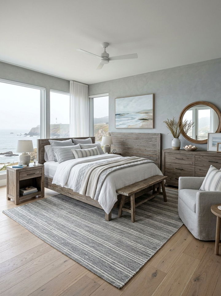 Light Grey Coastal Bedroom - 30 monochrome bedroom ideas