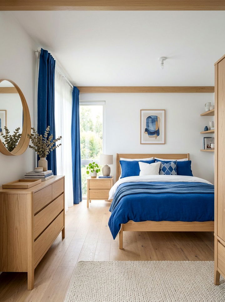 Light Oak And Blue Bedroom - 30 sapphire bedroom ideas