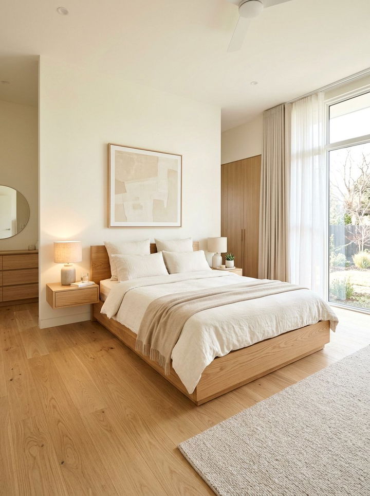 Light Oak Hardwood Bedroom - 30 bedroom floor ideas