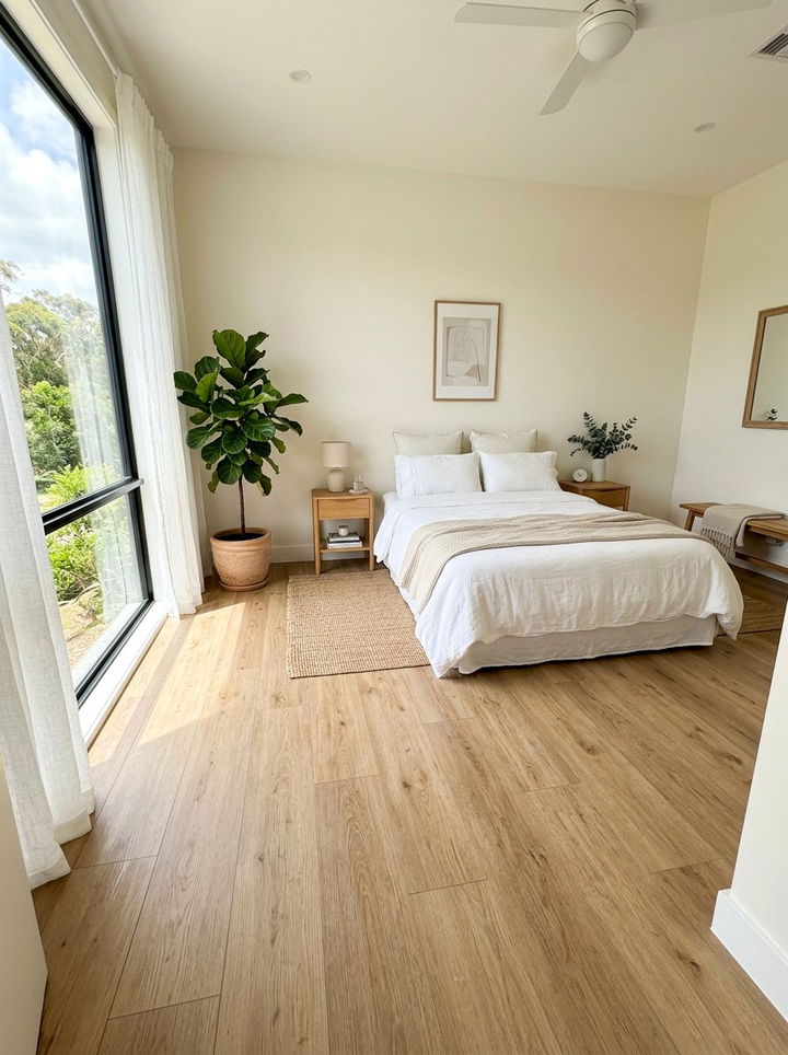 Light Oak Vinyl Plank - 30 bedroom vinyl flooring ideas