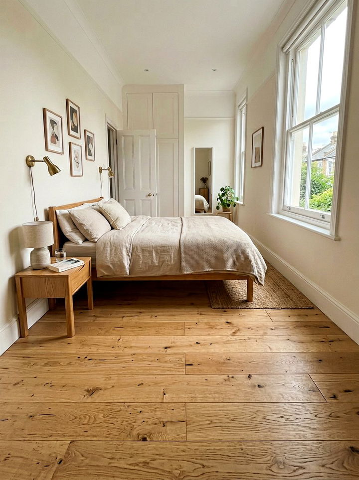 Light Oak Wood Flooring - 30 narrow bedroom ideas