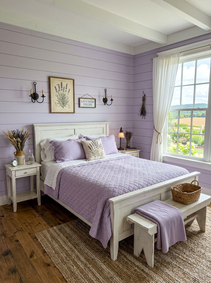 Light Purple Farmhouse Bedroom - 30 purple bedroom ideas