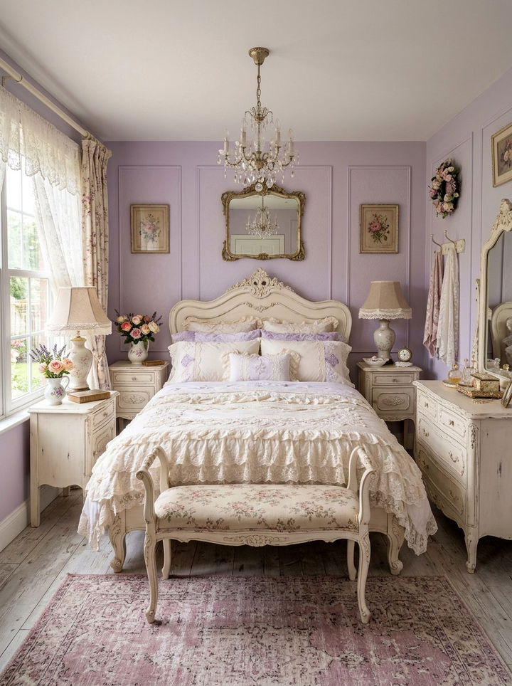Light Purple Shabby Chic Bedroom - 30 purple and white bedroom ideas