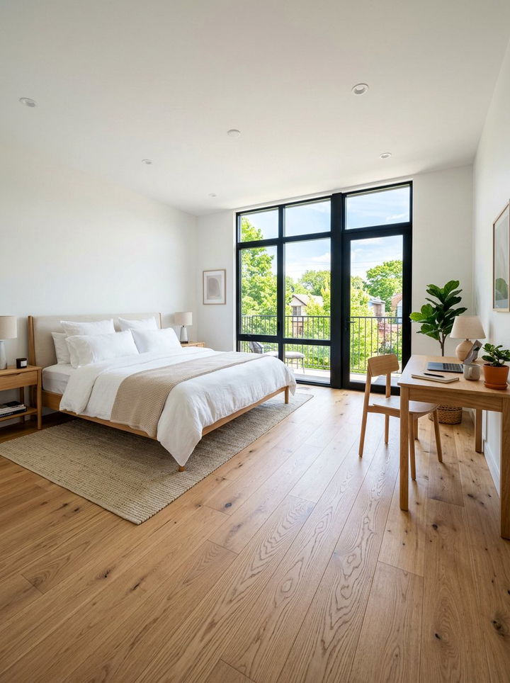 Light Wood Floor - 30 loft style bedroom ideas