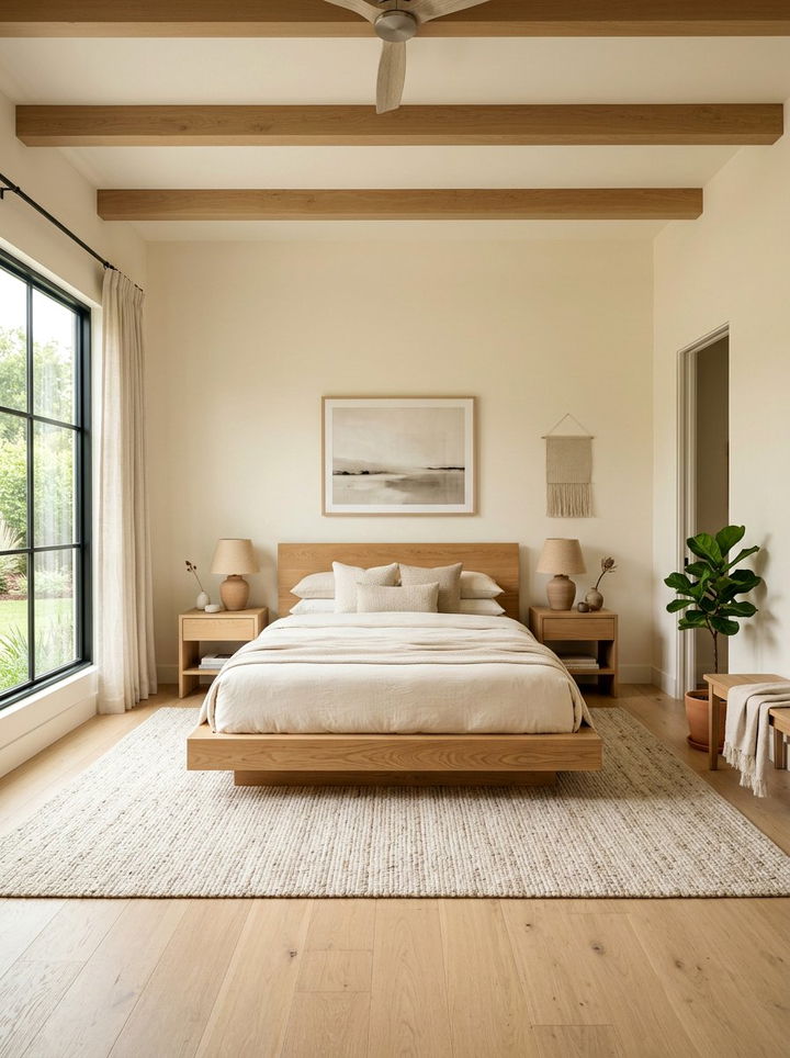 Light Wood Platform Bed - 30 soft minimalist bedroom ideas