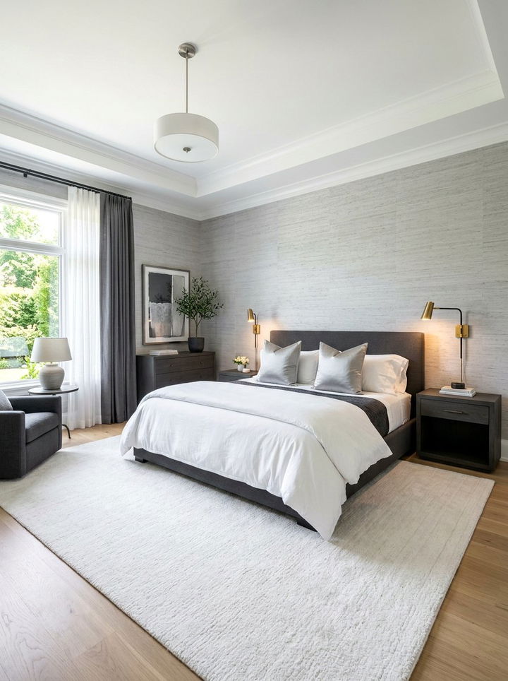 Light gray grasscloth wallpaper - 30 bedroom grasscloth wallpapers