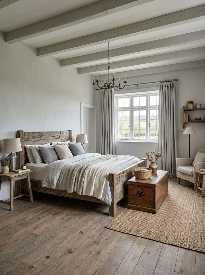 Light gray rustic bedroom - 30 farmhouse gray bedroom ideas