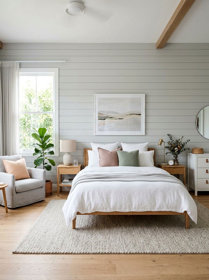 Light gray shiplap bedroom - 30 bedroom shiplap walls