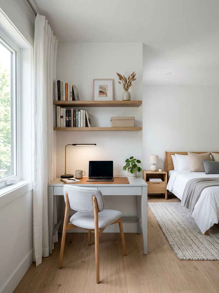 Light gray writing desk - 30 bedroom gray furniture ideas