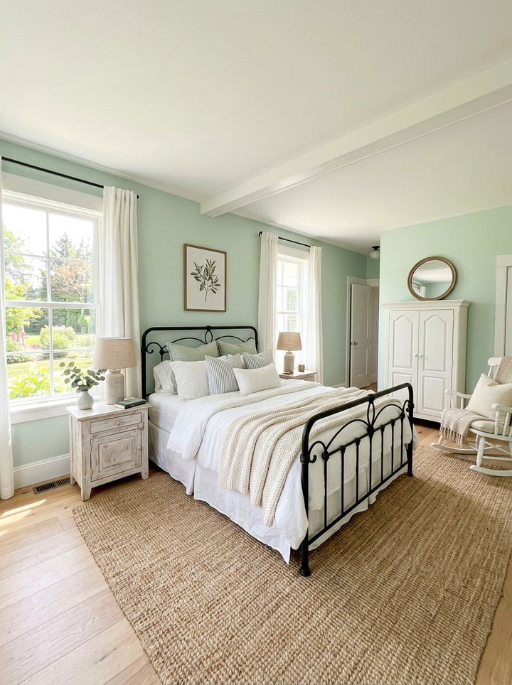 Light green farmhouse bedroom - 30 farmhouse green bedroom ideas