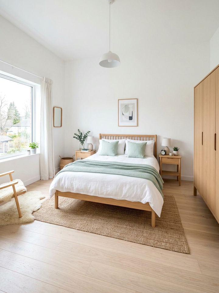 Light green scandinavian bedroom - 30 green and white bedroom ideas