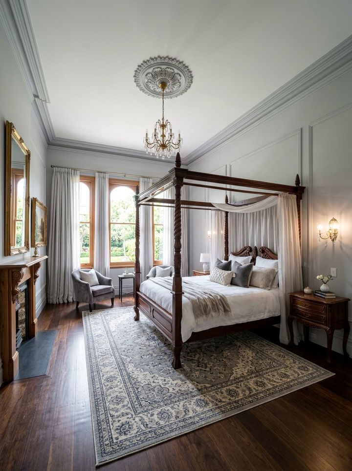 Light grey crown molding - 30 traditional grey bedroom ideas