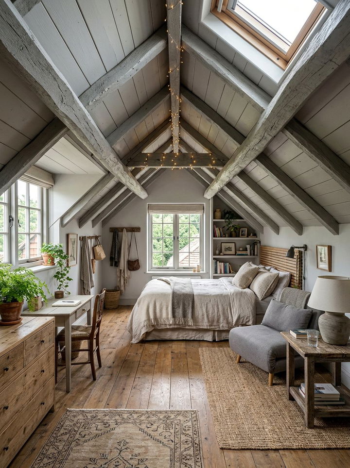 Light grey rustic attic bedroom - 30 rustic grey bedroom ideas