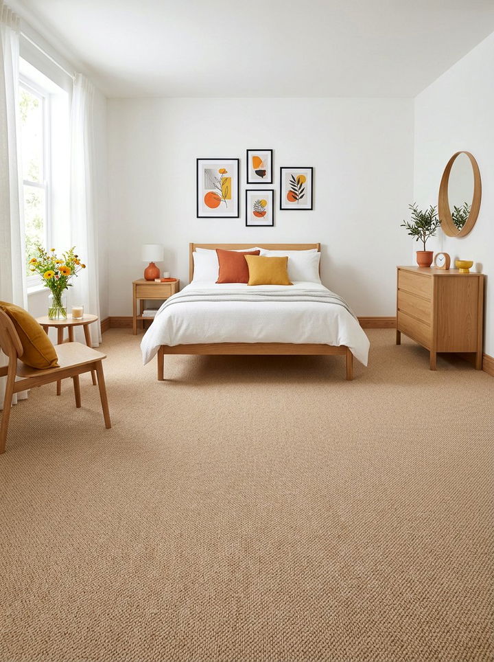 Light oak colored carpet - 30 bedroom carpet ideas