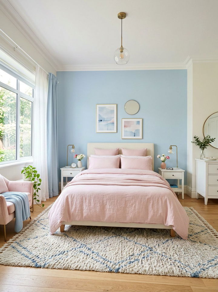 Light pink and baby blue bedroom - 30 pink and blue bedroom color combo