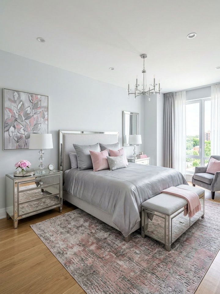 Light pink and silver gray bedroom - 30 pink and gray bedroom ideas