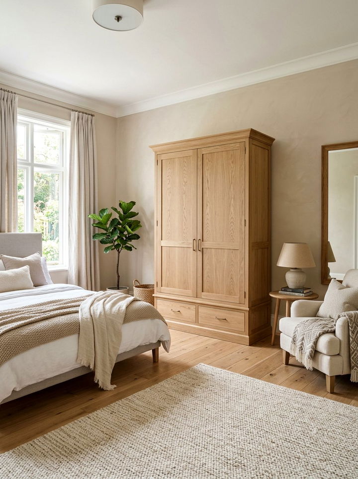 Light wood armoire - 30 beige bedroom furniture ideas