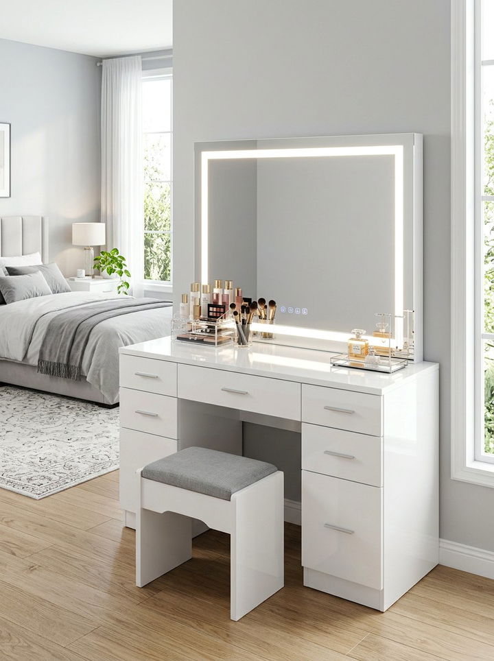 Lighted Mirror Vanity Desk - 30 bedroom vanity tables