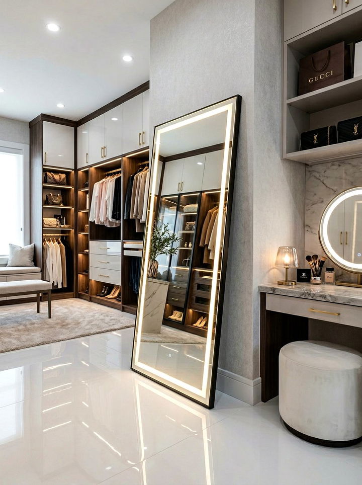 Lighted leaning floor mirror - 30 bedroom leaning mirrors