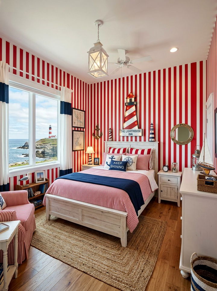 Lighthouse Inspired Bedroom - 30 nautical bedroom ideas