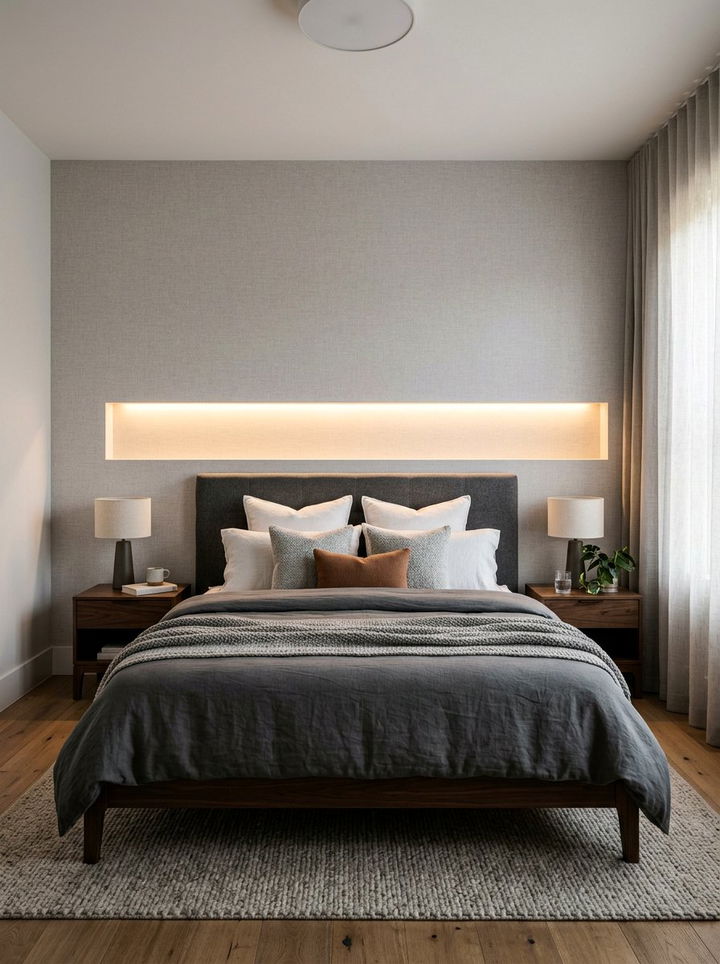 Lighting Feature Wall - 30 bedroom niche ideas