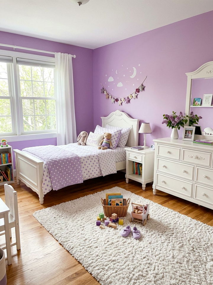 Lilac And White Girl Room - 30 purple and white bedroom ideas