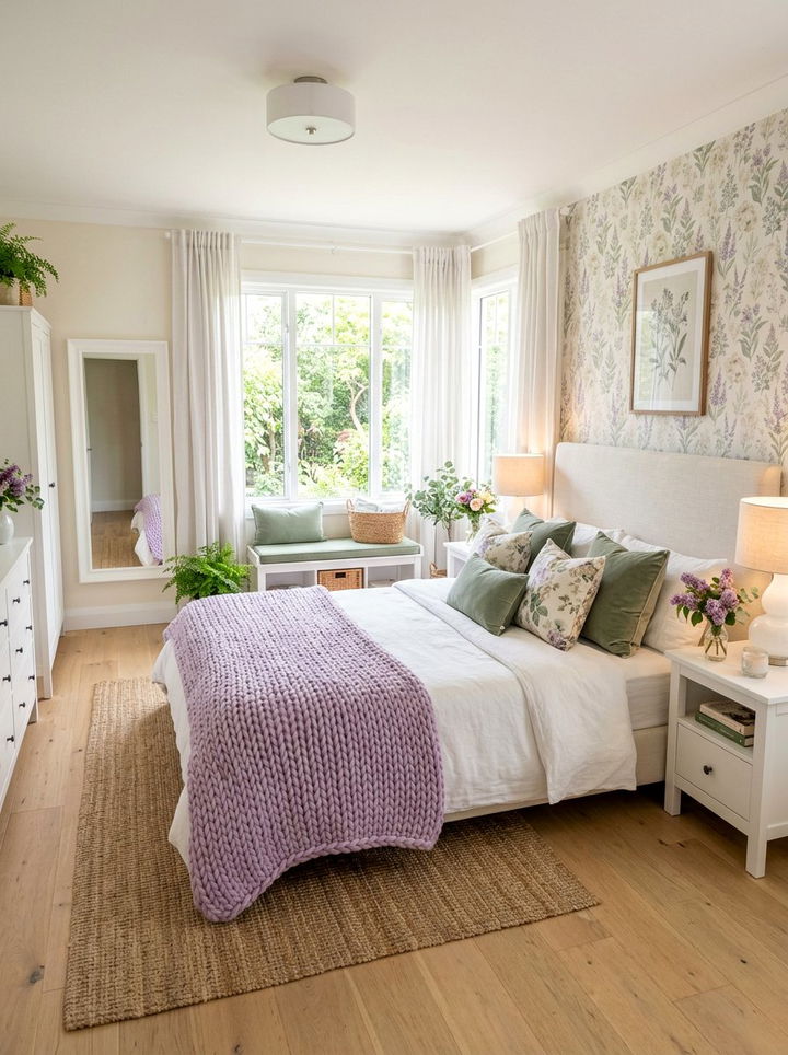 Lilac Chunky Knit Throw - 30 bedroom chunky knit throws