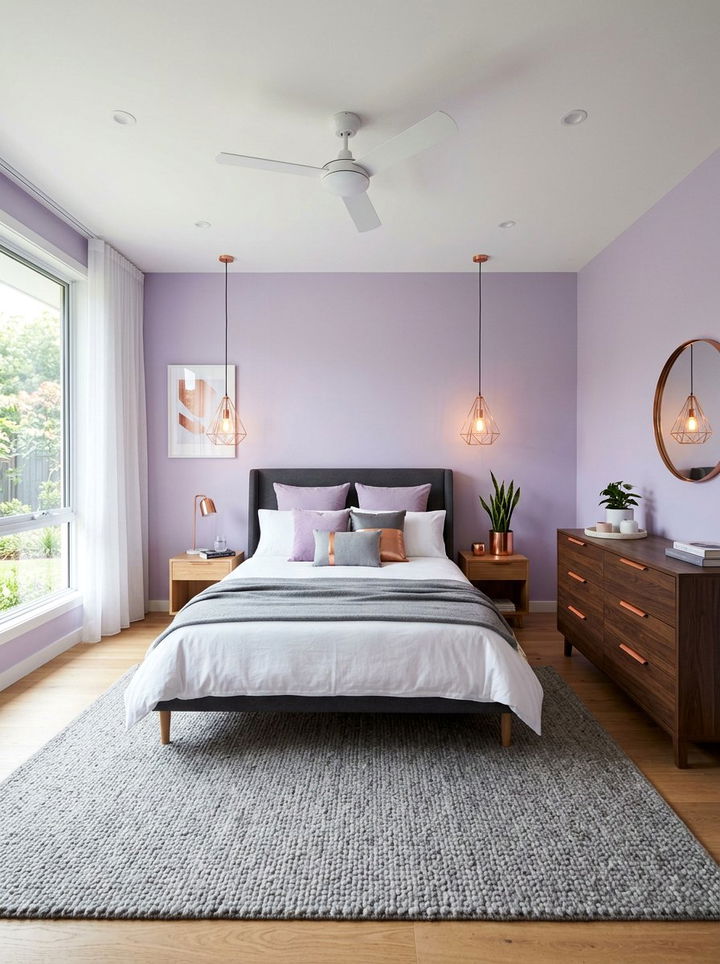 Lilac Copper Bedroom - 30 pastel purple bedroom ideas
