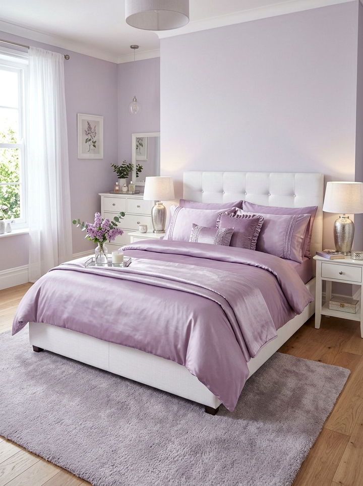 Lilac Satin Bedding - 30 satin bedroom ideas