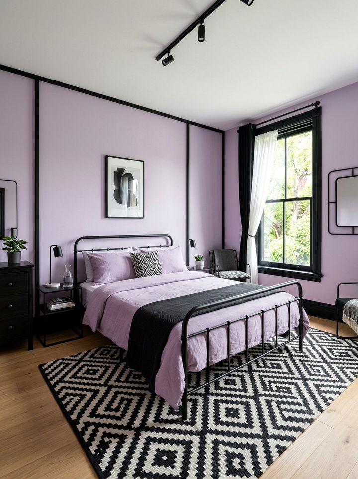 Lilac and black bedroom - 30 lilac bedroom ideas