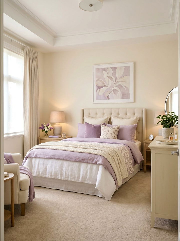 Lilac and cream bedroom - 30 lilac bedroom ideas