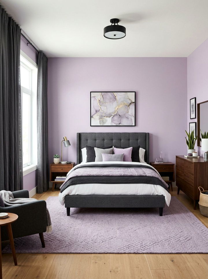 Lilac and gray bedroom - 30 lilac bedroom ideas