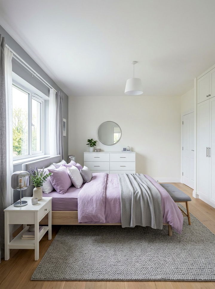 Lilac and grey bedroom - 30 spring inspired bedroom color ideas