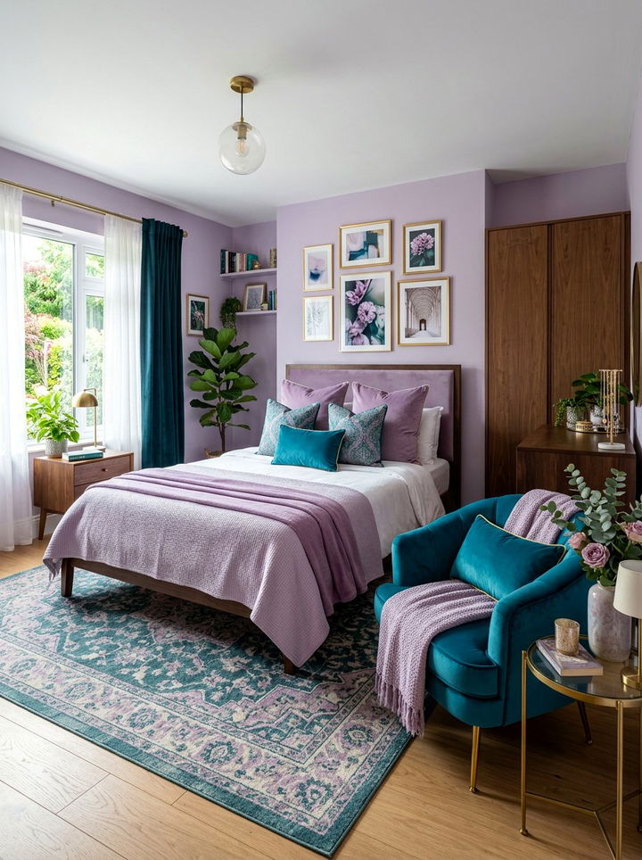 Lilac and teal bedroom - 30 lilac bedroom ideas