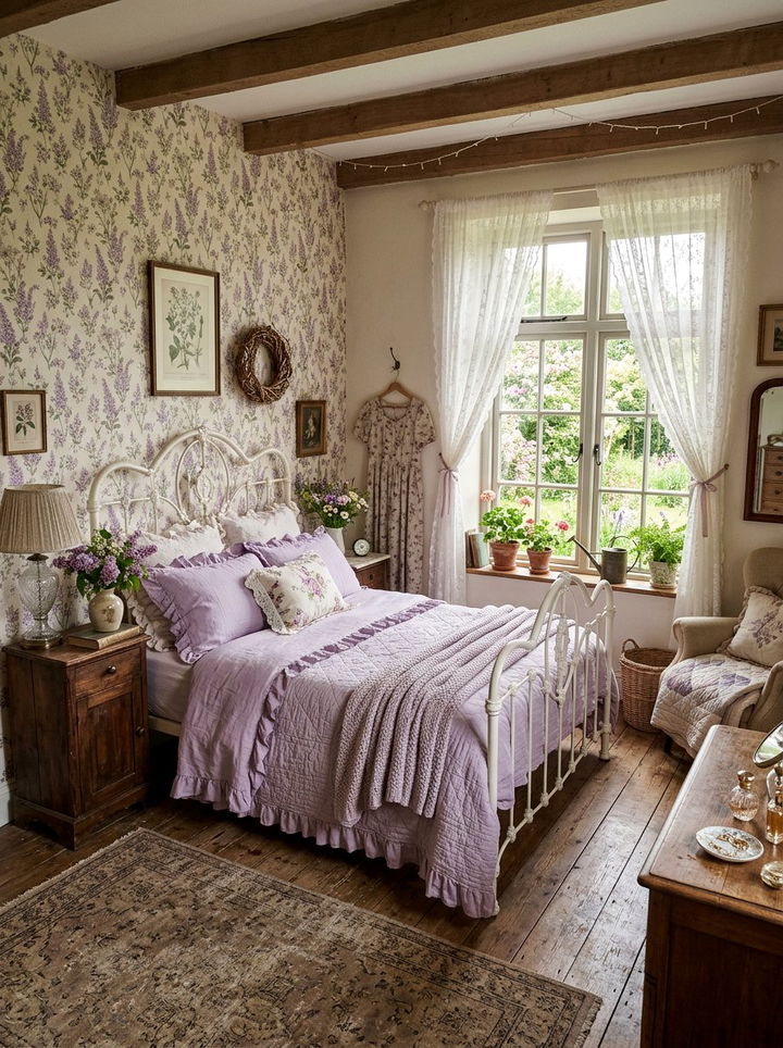 Lilac cottagecore bedroom - 30 lilac bedroom ideas