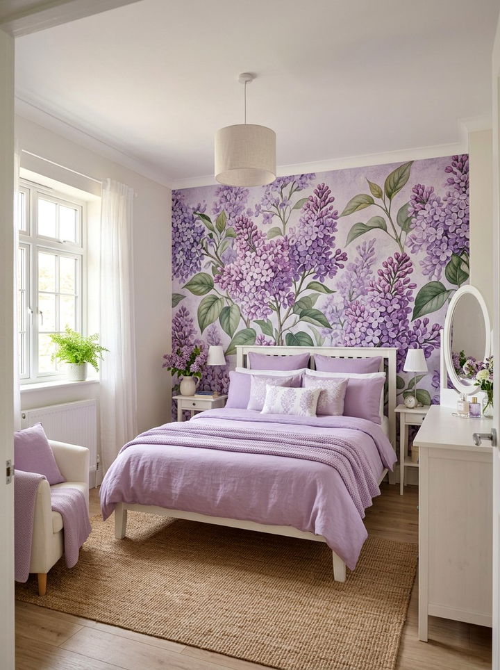 Lilac floral bedroom aesthetic - 30 lilac bedroom ideas