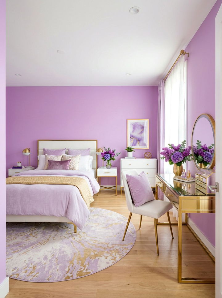 Lilac gold bedroom - 30 purple and gold bedroom color combo