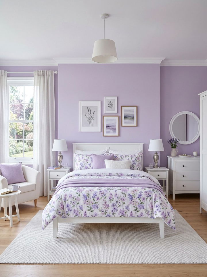 Lilac purple bedroom - 30 summer inspired bedroom color ideas