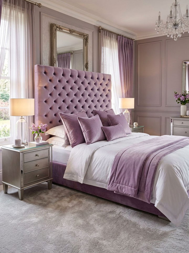 Lilac velvet bedroom theme - 30 lilac bedroom ideas