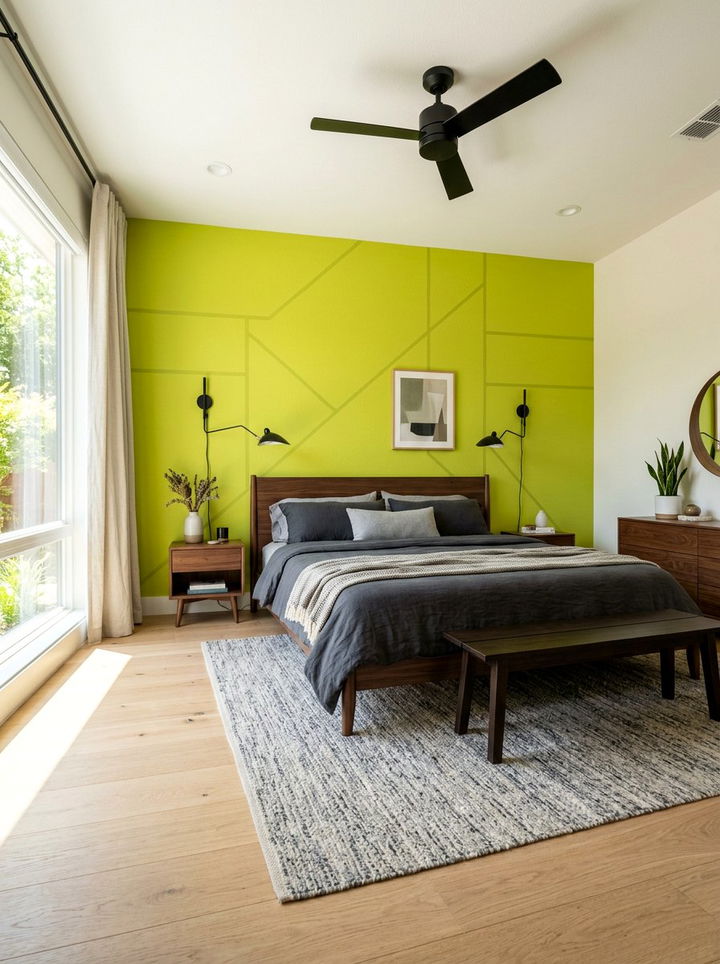 Lime Green Accent Wall - 30 lime green bedroom ideas