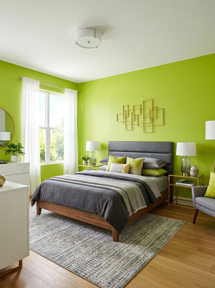 Lime Green And Gold Modern Bedroom - 30 green and gold bedroom color combo