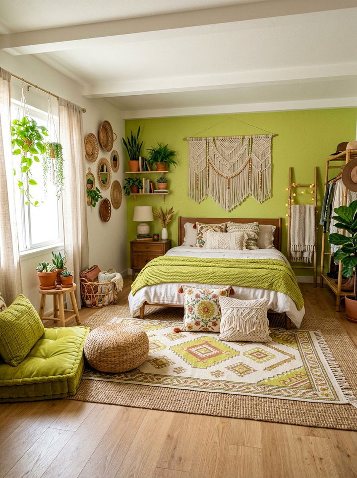 Lime Green Boho Bedroom - 30 lime green bedroom ideas