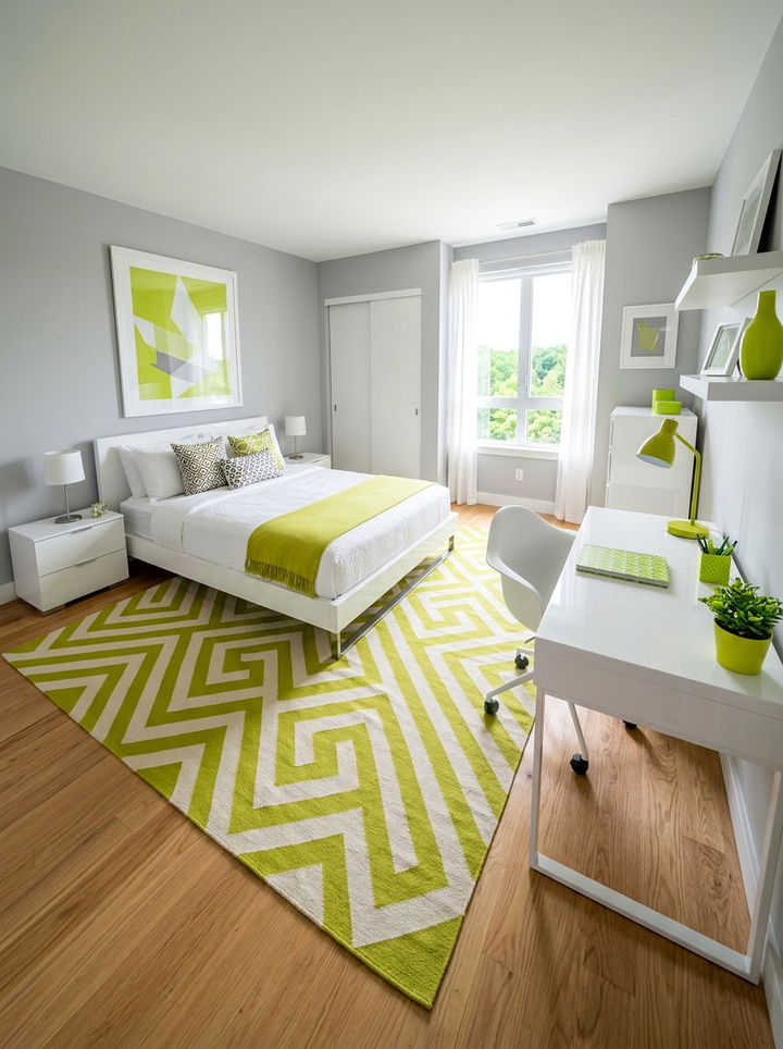 Lime Green Geometric Pattern - 30 lime green bedroom ideas